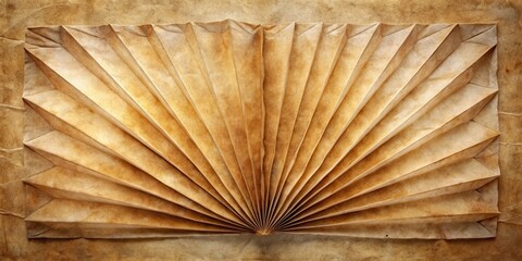 Aged parchment folded into a precise accordion-like crease, revealing intricate textures and subtle color variations