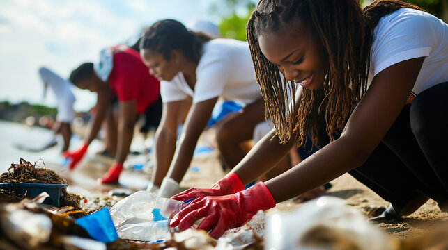 Volunteers remove trash from the beach to protect the environment and ensure a clean shoreline for the community
