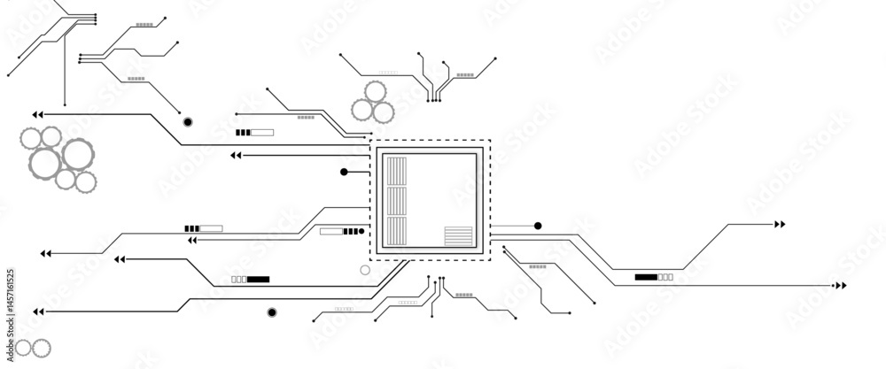 Aufkleber Vector Technology black circuit diagram concept. Abstract technology on white background. High-tech circuit board.