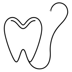 Dental floss container in line art – thin black outline on white background