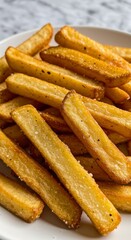 Golden Crispy French Fries on White Plate