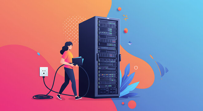 vector, server guard illustration, computer, security