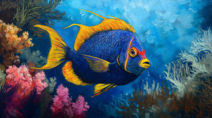 Obraz premium Vivid coral reef home to vibrant fish