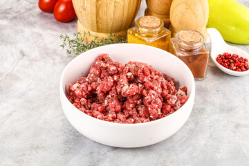 Raw beef minced meat for cooking