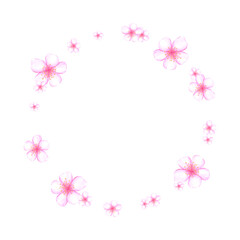 Hand drawn watercolor cherry blossom wreath frame border isolated on white background. Can be used for postcard, album, scrapbook and other printed products.