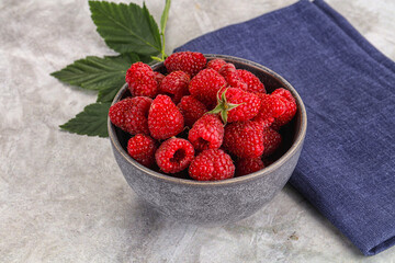 Ripe sweet and juicy organic raspberry