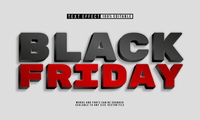 Editable Black Friday 3D text effect in bold black and red
