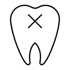 Line art illustration of tooth X-ray – clean medical scan drawing