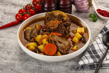 Gourmet Oxtail beef soup with vegetables