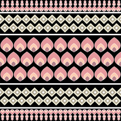 Geometric Ethnic Oriental Seamless Pattern Traditional Design for Background, Carpet, Wallpaper, Clothing, Wrapping, Batik, Febric, Vector, Illustration, Embroidery Style