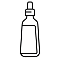 Black stroke drawing of mouthwash – line art hygiene product on white