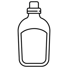 Thin line illustration of mouthwash – black outline dental hygiene bottle