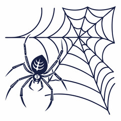 Spider-and-web Halloween vector graphic for spooky shirts, posters, crafts, and decor.