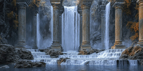 Stunning Waterfall Nature Scene HighResolution Background Image