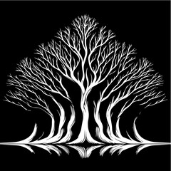 Black Tree Branch Silhouettes Bare Branch Vector Illustrations