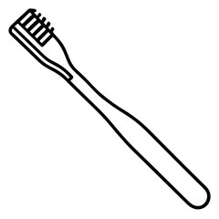 Minimalist toothbrush in thin line style – oral care vector illustration