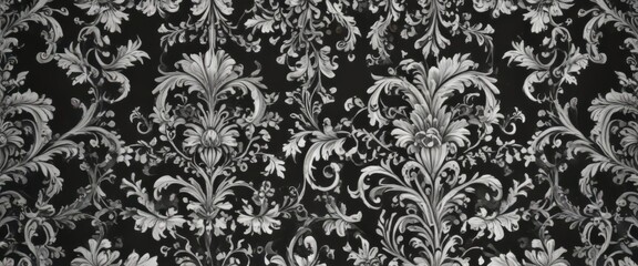 Classic black & white damask  Intricate floral scrolls & swirls , pattern, intricate