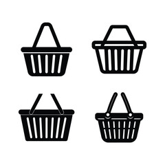 A set of shopping basket icon silhouette vector illustration