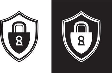Black and White Cybersecurity Icons Set Secure Network, Data Protection, Privacy Symbols