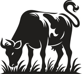Domestic Cow black silhouette vector illustration isolated on white background