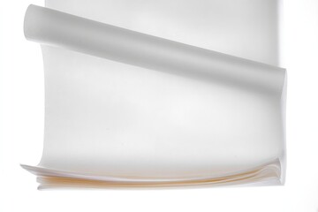 Realistic Empty Scroll Template with Curling Effect on White