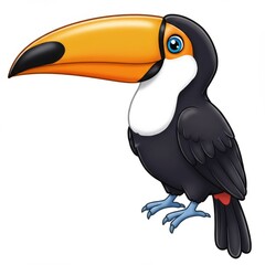 Naklejka premium Colorful Cartoon Toucan Illustration on White Background
