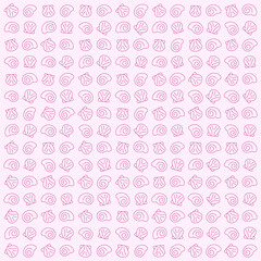 Seamless summer pattern design with seashells, sea snails