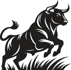 Giant bull black silhouette vector illustration isolated on white background