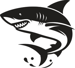 Giant shark black silhouette vector illustration isolated on white background