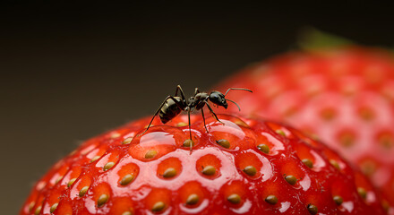 Photo of ants with strawberry