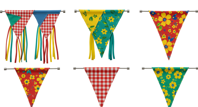 Bandeirinhas com estampas típicas (sem fundo)