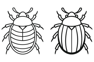 Two outlined cartoon beetles show simple variations in their striped carapace designs