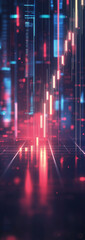 A financial graph plunging downward with glowing red data points.