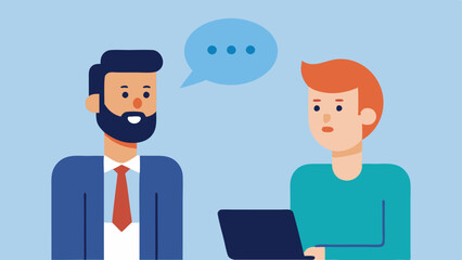 Fototapeta premium Bystander Intervention A male employee witnessing an comment from one colleague to another and stepping in to intervene while looking determined.