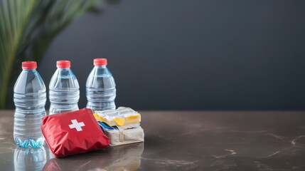 Emergency Preparedness Kit Essentials with Water and First Aid Supplies