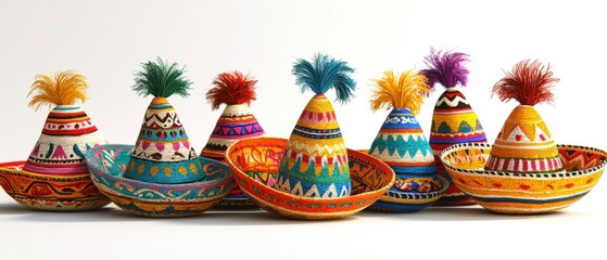 Whimsical animated sombreros a playful colorful collection