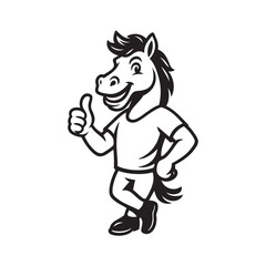 smiling horse mascot giving thumbs up