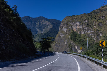 Highway roads on hills. Travel concept.