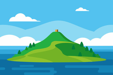 landscape with mountains and sea