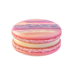 Delicious Pink Macaron with Sunset Sky Image