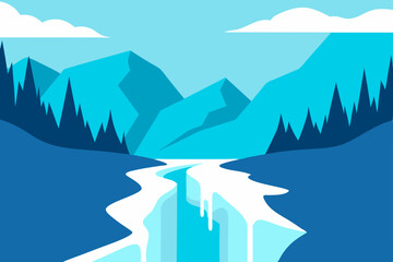 winter landscape with mountains