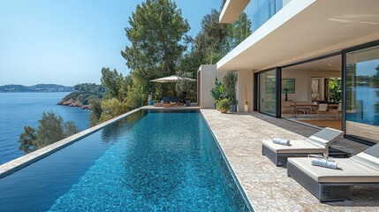 Luxury coastal villa with infinity pool overlooking the Mediterranean sea