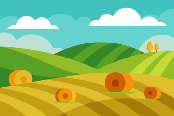 Obraz premium rural landscape with fields and hills