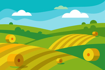 Obraz premium landscape with green field and blue sky