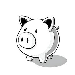 A digital art illustration piggy bank with a coin
