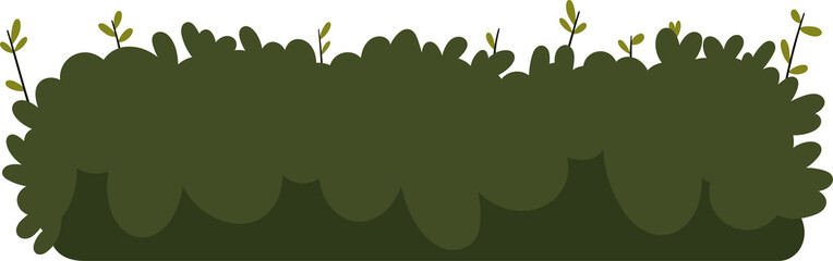 Cartoon style dark green shrub with tiny light green leaves. Ideal for use in animations as environmental decor.