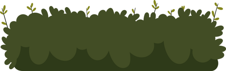 Cartoon style dark green shrub with tiny light green leaves. Ideal for use in animations as environmental decor.