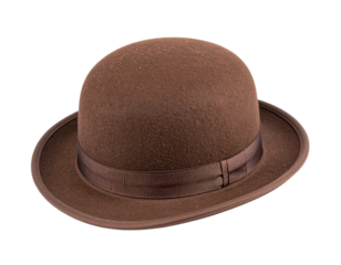   Stylish brown bowler hat isolated on a transparent background PNG