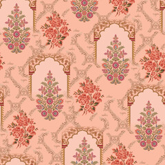 Abstract seamless color full paisley flower leaf bunch pattern