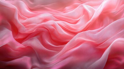 Obraz premium Flowing textures of pink and coral fabric waves in soft light